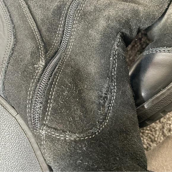 Puma Black Suede Wedge Knee High Boots | Size 6.5 EU 37 | Vintage Sport Goth - Picture 11 of 16